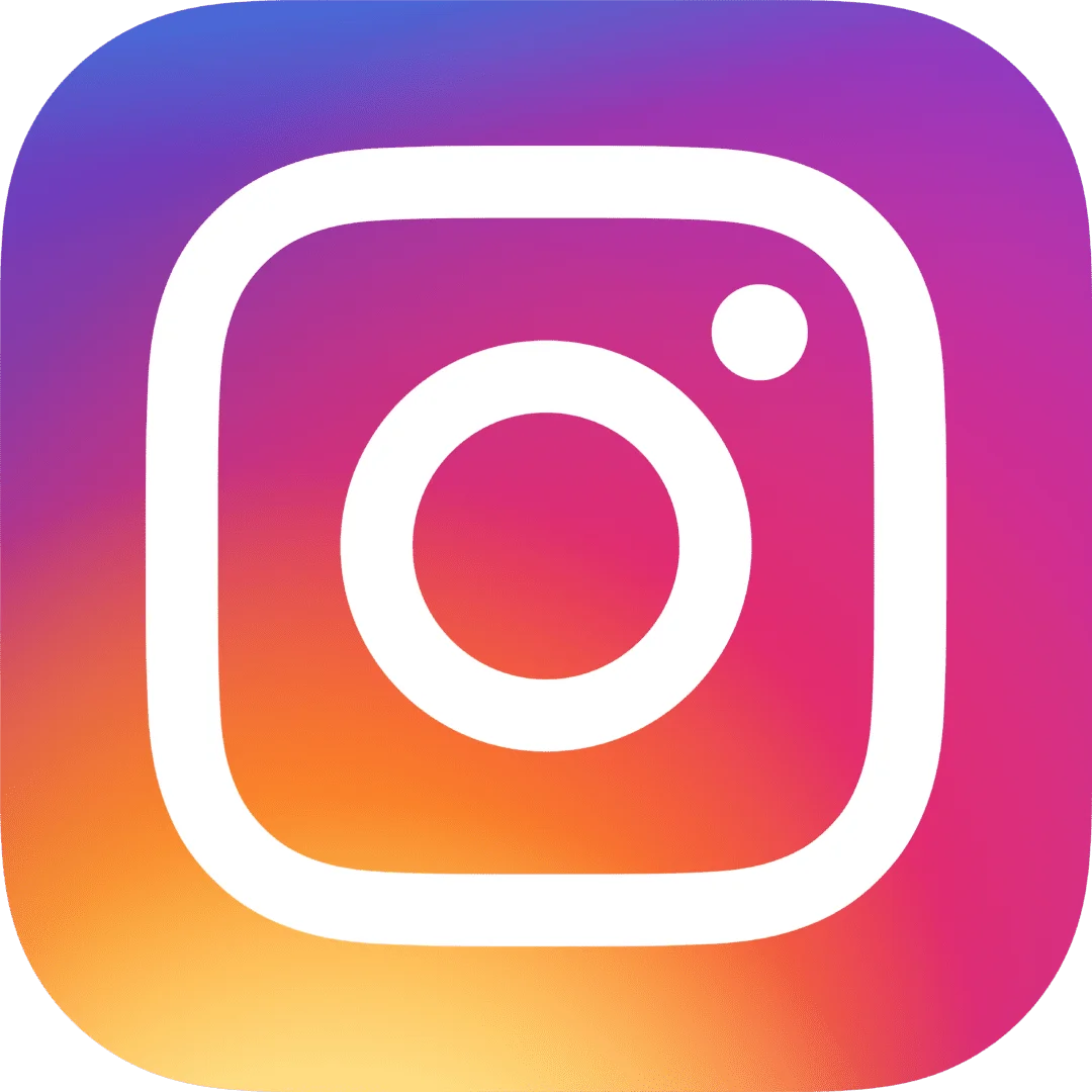 The Instagram logo, often nestled in the footer of a page, showcases a white camera outline on a square with a captivating gradient background that smoothly transitions from purple to orange and yellow.