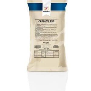 A beige 1 kg bag labeled “CREMOX 298” by Elenka, displaying ingredients, nutritional info, and a blue top band, standing upright on a white background.