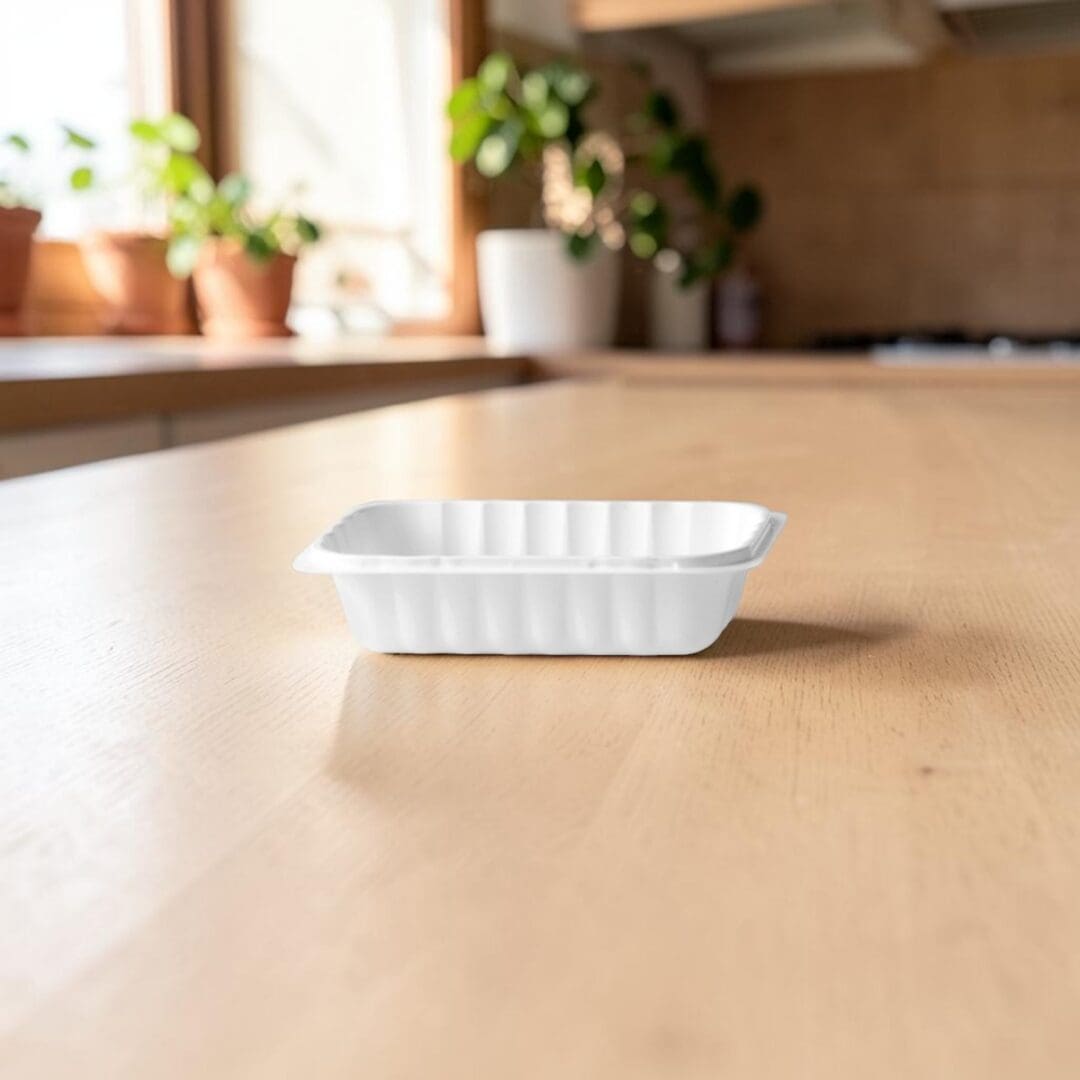 Alcas Porzionabile 650cc compostable take-out gelato container on kitchen table